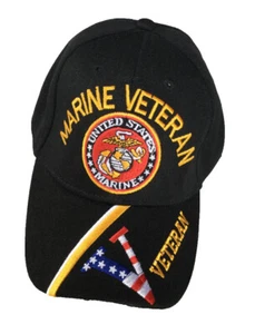U.S. Marine, Marine Veteran, "red,white, & blue V"veteran on bill, black hat - Picture 1 of 1
