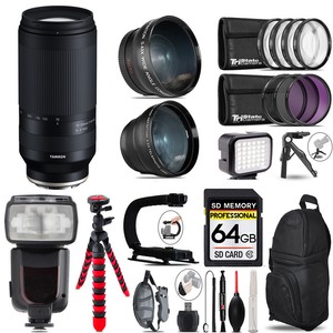 Tamron 70-300mm f/4.5-6.3 Di III RXD Lens (E)+ LED Light +Tripod -64GB Kit
