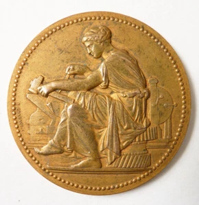 EXPOSITION DES ARTS DU TRAVAIL PARIS 1912 Médaille en BRONZE doré medal - Bild 1 von 3
