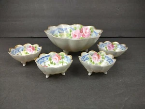 Vintage Porcelain Japan Master Open Salt Cellar Dip Set of 5 berry nut bowl - Picture 1 of 12