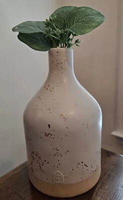 Hearth and Hand Magnolia XLarge Speckled Jug Vase White Gold Boho - Image 1 of 4