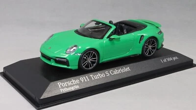 Minichamps Porsche 911 992 Turbo S Cabriolet in Python Green 2020 410069482 - Image 1 of 3