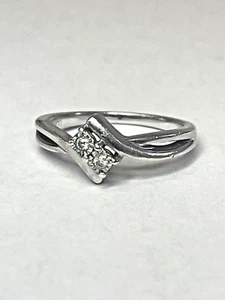 Natural Diamond Toi et Moi Sterling Silver Ring Sz 6.5 - Picture 1 of 3