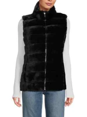 Calvin Klein Womens Mixed Media Faux Fur Comfy Puffer Vest size S - Image 1 of 4