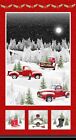 Christmas Truck Fabric Snow Tree Tradition Continues by Henry Glass 24" Panel