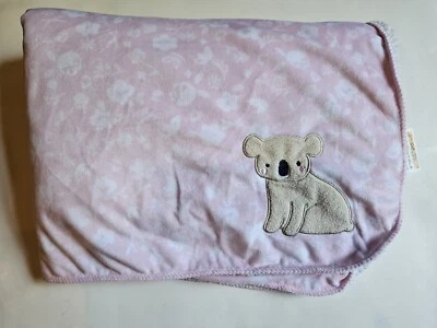 Just Born Baby Blanket Koala Bear Pink Floral  Sherpa RARE soft white EUC - Image 1 of 4