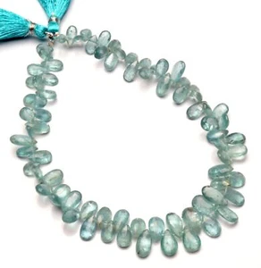 Natural Aqua Blue Kyanite Gem 7x4 to 9x6 mm Size Pear Cut Briolette 10" Strand - Picture 1 of 7