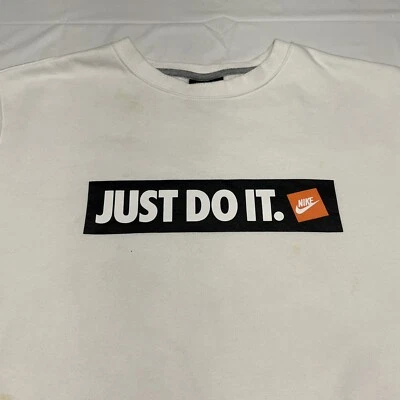 Vintage 90s Nike Sweatshirt Mens XL White Black Just Do It Swoosh Hip Hop Sports - Image 1 of 4