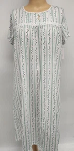 NWT Croft & Barrow S/S Cotton Blend Knit Womens Nightgown White Floral - Picture 1 of 4