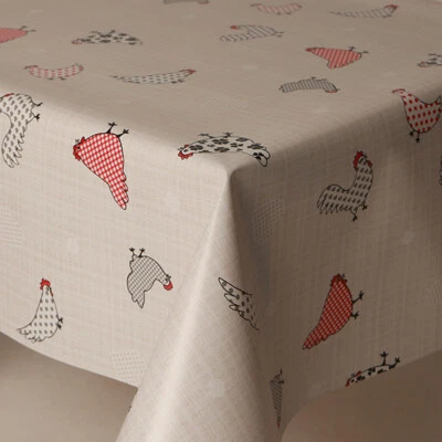 Chickens Country Hearts Floral PVC Vinyl Wipe Clean Tablecloth Waterproof Modern - Image 1 of 4