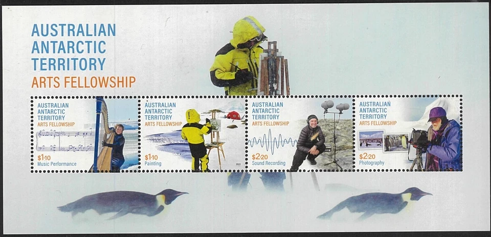 2021 Australian Antarctic Last MNH Arts Fellowship AAT Stamps Tenant Mini-Sheet - Image 1 of 1