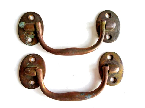 Vintage Copper Brass Door Handles x 2 Cover