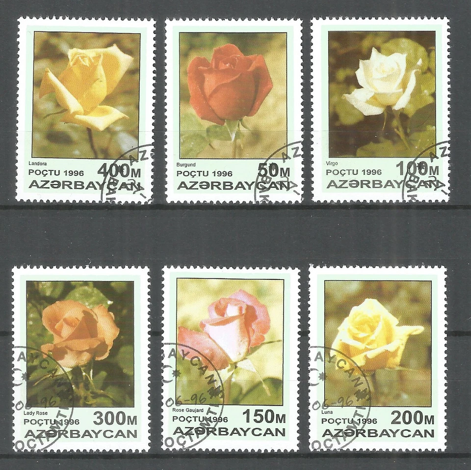 Azerbaijan 1996 year, used stamps flowers - Image 1 of 1