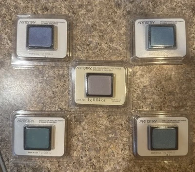 Lot of 5 Amway Artistry Eye Colour Refills Recharge 1g 0.04oz - Blue/Teal/Purple - Image 1 of 4