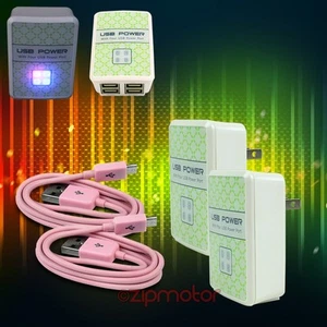 2X 4 USB PORTS WALL ADAPTER+10FT CABLE POWER CHARGER SYNC PINK GALAXY NOTE NEXUS - Bild 1 von 1