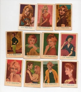 Lote de tarjetas vintage 1959 Dutch Gum B Set (11) Brigitte Bardot todas diferentes - Imagen 1 de 2