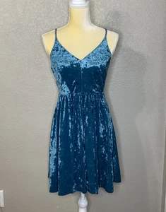 Mini Abito Babydoll Wild Fable Velluto Schiacciato Spalline Sottili Taglia M Teal Balletcore - Foto 1 di 13