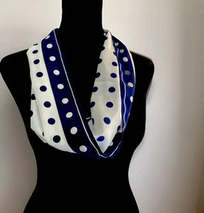 VTG 1950’s-60 Vera Satin Scarf Polka Dot Navy/White Made In Japan-46” - Picture 1 of 10