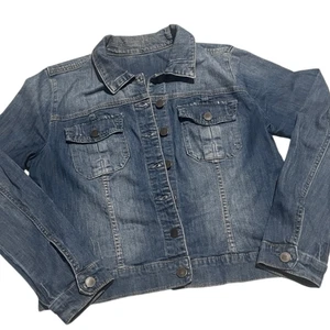 Kut from the Kloth Denim Front Button Distressed Jeansjacke Größe Large - Bild 1 von 11