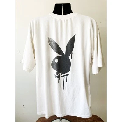 Retro Playboy White Logo Tee Oversized Streetwear XL - Image 1 of 4