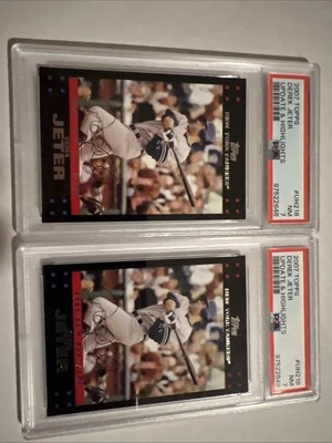 LOT Of 2 X 2007 Topps Update & Highlights #UH218 Derek Jeter PSA 7 POP 6 RARE - Image 1 of 4