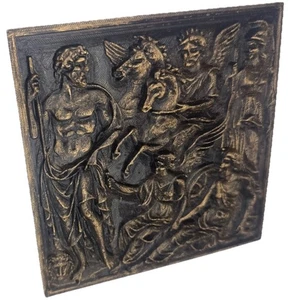 Greek Roman Mythology Relief 6” X 6” Wall Plaque Sculpture Gold Home Decor Sign - Picture 1 of 5