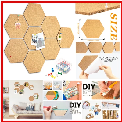 Sechseckige Korkwand | Selbstklebend | Pushpin-Platte - Bild 1 von 4