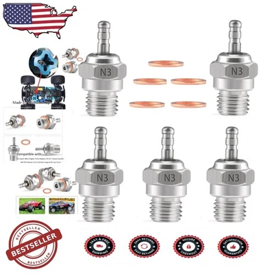 N3 RC Nitro Glow Plugs: Platinum Tip, Copper Core, 5pc Pack - High Value - Image 1 of 4