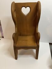 Vintage Wood Wooden Doll Chair with Heart Cutout Plant Stand Primitive Excellent