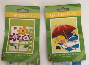 SUMMER  TIME BEACH TIME  YARD FLAGS GARDEN Banners 23" x 18" You get 2 FLAGS - Picture 1 of 3