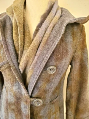 Abrigo de lana guisante negro gris marrón 0 2 4 6 pequeño petite tie teñido chaqueta XS azul Foto 1 de 4