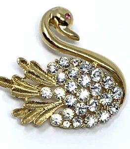 Strass Kristall Schwan Anstecknadel Brosche guter Ton Vintage - Bild 1 von 4
