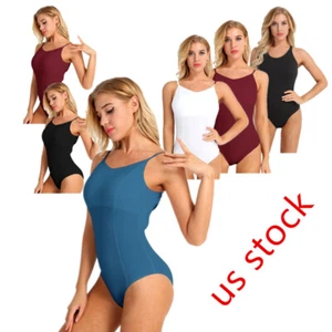 Womens Gymnastics Bodysuit Dance Leotards Spaghetti Straps Ballet Dancewear - Picture 1 of 58