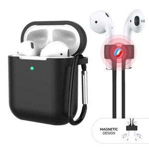 3-in-1 For Apple AirPods 1 / 2 Silicone Case Cover + Keychain + Magnetic Strap - Picture 1 of 31