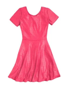 AQUA Girls' Metallic Skater Dress, Fushia/Sliver, MD - Picture 1 of 1