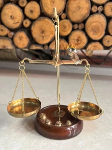 Traditional Goldsmith Decorative Weight Scale Tarazu showpiece Brass Weighing - Picture 1 of 8