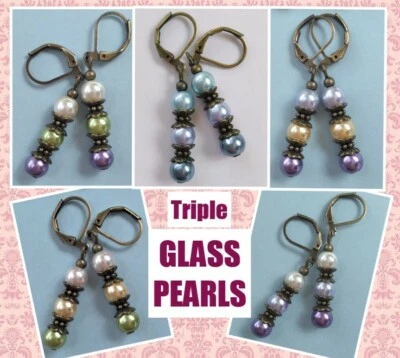 Triple VIDRIO PERLA BRONCE Palanca trasera hecha a mano ELIGE xx Foto 1 de 4