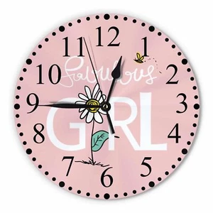 10" Flower Bee Drawing Wall Clock Silent Non-Ticking Battery Operated Bedroom - Picture 1 of 7
