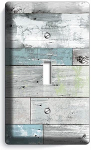 RUSTIC BEACHWOOD RECLAIMED WOOD STYLE 1 GANG LIGHT SWITCH PLATE HOME ROOM DECOR - Picture 1 of 1