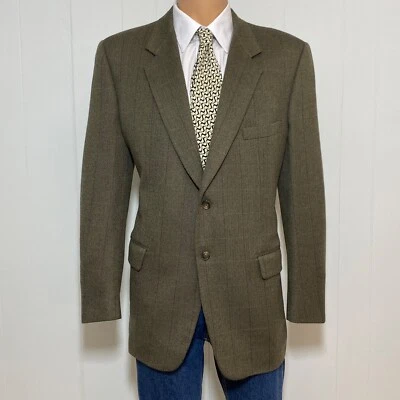 Corneliani Blazer Men's 46L Brown Wool Cashmere Herringbone 2B Jacket Italy - Image 1 of 4