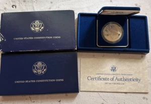 1987 US Mint Constitution Proof Silver Dollar Box + COA - Picture 1 of 2