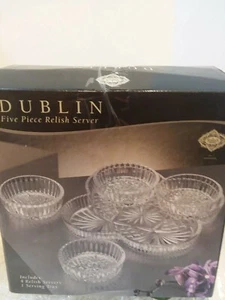 Dublín Shannon Irlanda Cristal Hecho a Mano China 5 piezas Juego de Delicias Godinger Nuevo en Caja - Imagen 1 de 12