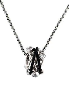 $290 Charriol Tango Silver 925 Steel Topaz Cable PVD Pendant Charm Necklace - Picture 1 of 6