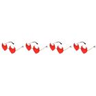  Set of 4 Red PC Heart Shaped Sunglasses Miss Halloween Party for Men