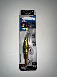 Berkley FLICKER MINNOW Pro Sz-7 Rattle Lure 1/4oz 3.0” SLICK FIRETIGER Plug NEW - Picture 1 of 4