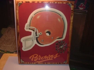 Vintage 1970’s Cleveland Browns Football Lacquer Wood Starburst Wall Clock Works - Picture 1 of 6