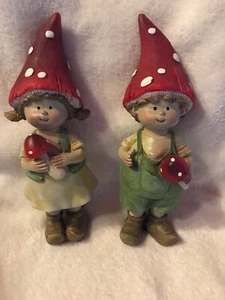 2 Pilzkinder Jan + Jule Deko 20 cm Fliegenpilz Gartendeko Herbstdeco Skulptur - Bild 1 von 5