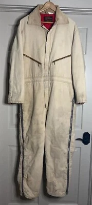 Vintage WALLS Blizzard Pruf Coveralls L USA Tan Insulated Chores Work Farm Barn - Image 1 of 4