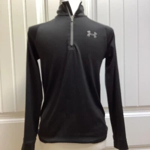 Under Armour 1/4 Zip Youth Size Large L Black Heatgear Loose Shirt - Picture 1 of 5