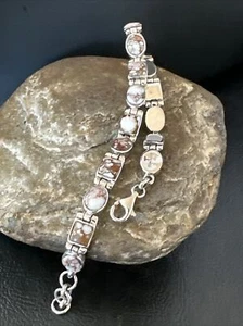 WoMens Wild Horse Turquoise Navajo Sterling Silver Link 8.5" Bracelet 16380 - Picture 1 of 12